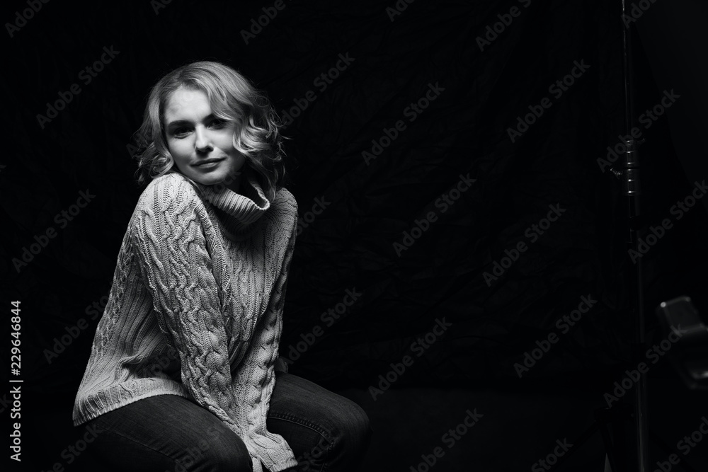 Black and white portrait of a beautiful woman Black and white portrait of a beautiful woman