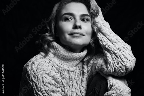 Black and white portrait of a beautiful woman