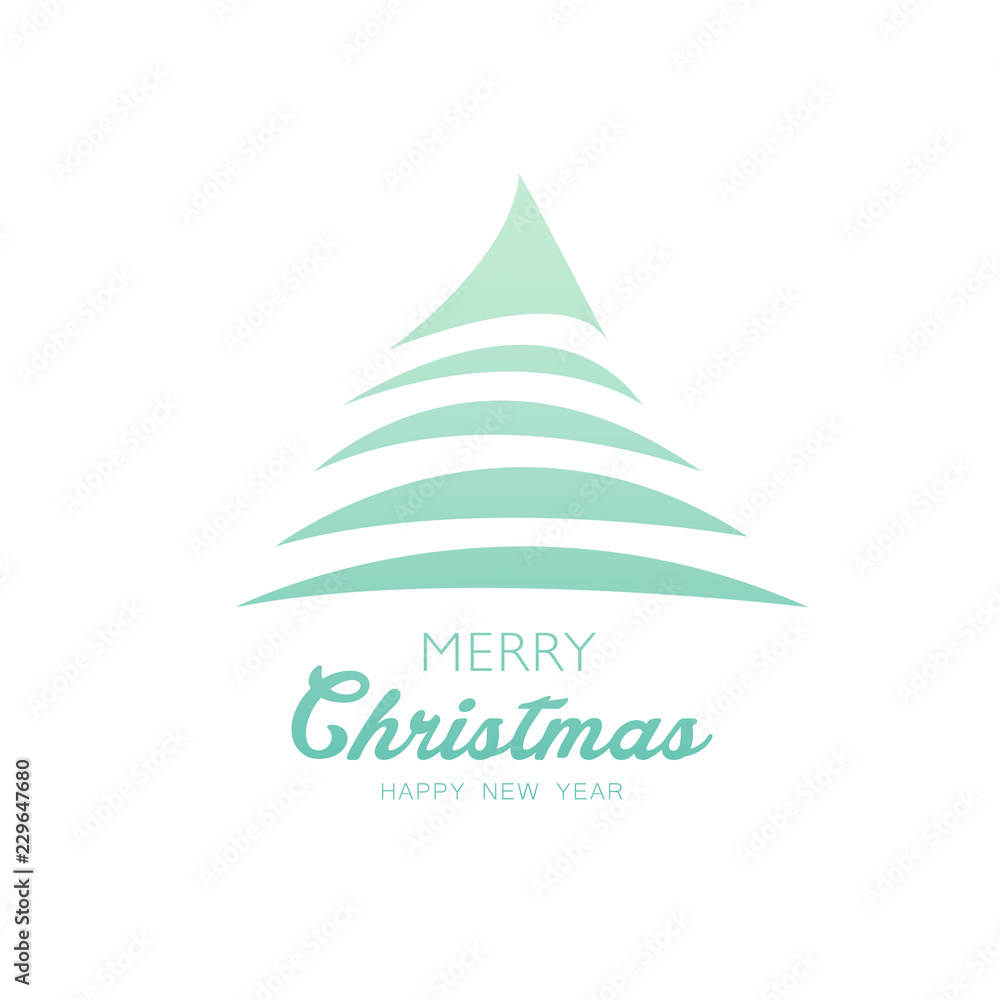 Christmas tree Vector Illustration, Merry Christmas and Happy New Year Typographical red Celebration card