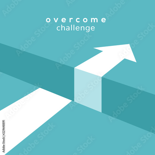 Vector challenge concept. Obstacle arrow chasm for business cucess concept