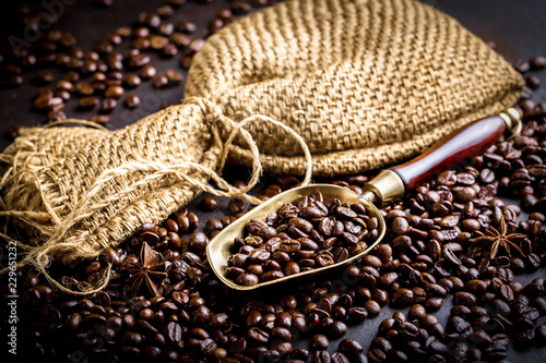 Black coffee on old background