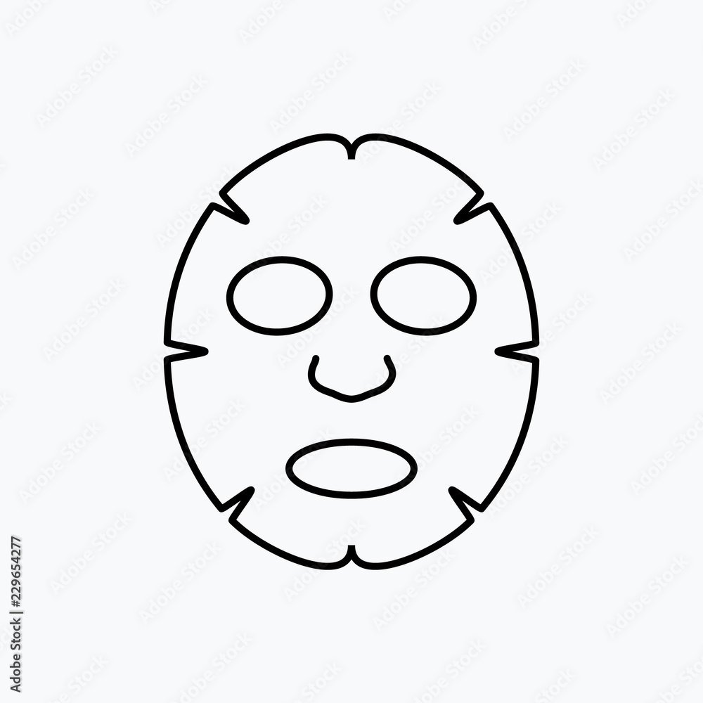 Facial Mask Flat Line Icon Design Face Health Care Beauty Cosmetic 