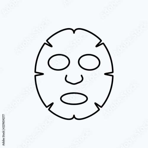 Facial mask flat line icon design. Face health care beauty. Cosmetic spa product for clean skin