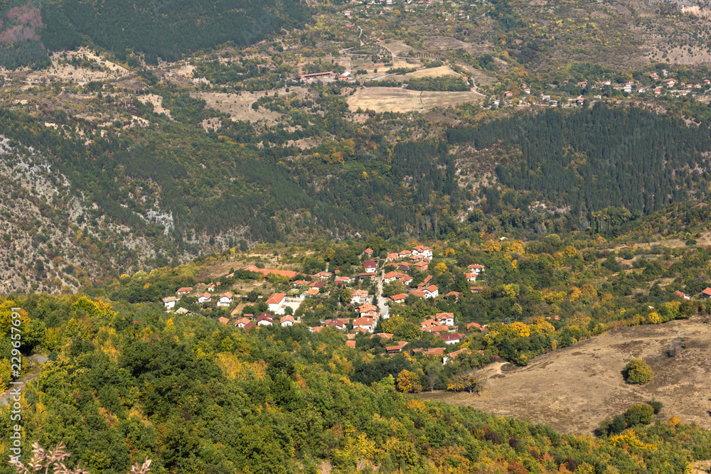 Fototapeta premium Autumn landscape of Ruen Mountain - northern part of Vlahina Mountain, Kyustendil Region, Bulgaria
