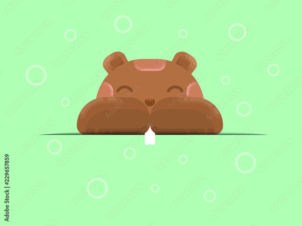 Beaver. Funny beaver on a blue background. Flat vector illustration. Beaver. Funny beaver on a blue background. Flat vector illustration.