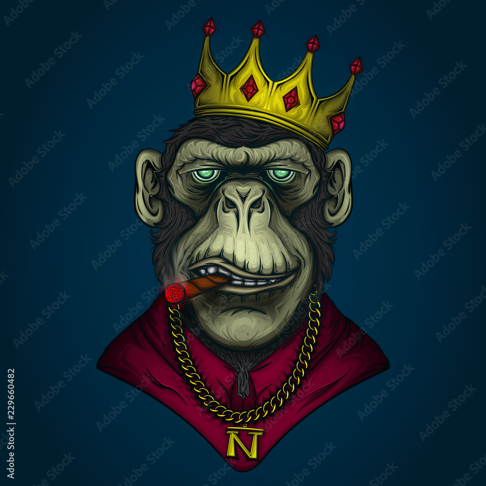Naklejka premium Monkey gangster illustration