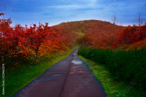 showa-shinzan ,usu mountain peak viewpoint autumn color change season hokkaido japan photo