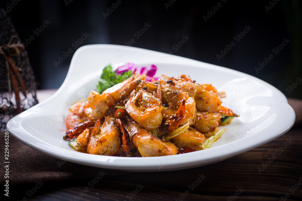Spicy sesame prawns