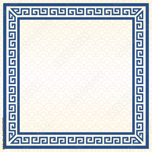 Traditional Chinese Blue Porcelain And White Jade Colors Background, The Great Wall Frame 