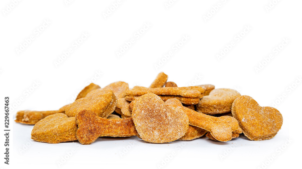 Pile of Heart and Bone Shaped Dog Biscuits Pile of Heart and Bone Shaped Dog Biscuits