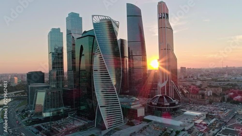 Moscow. Skyscraper. City. Business. Technology. Future. Aerials. 4k. Drone