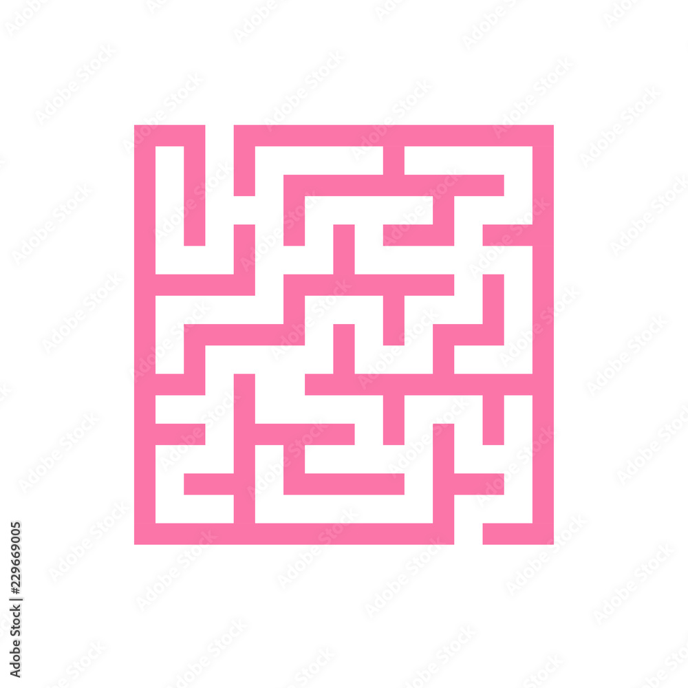 Abstract square maze. Game for kids. Puzzle for children. One entrance, one exit. Labyrinth conundrum. Flat vector illustration isolated on white background. Abstract square maze. Game for kids. Puzzle for children. One entrance, one exit. Labyrinth conundrum. Flat vector illustration isolated on white background.