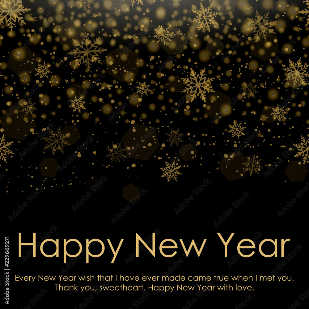 Fototapeta premium Happy New Year and Christmas background with falling gold snow. 2019. Vector