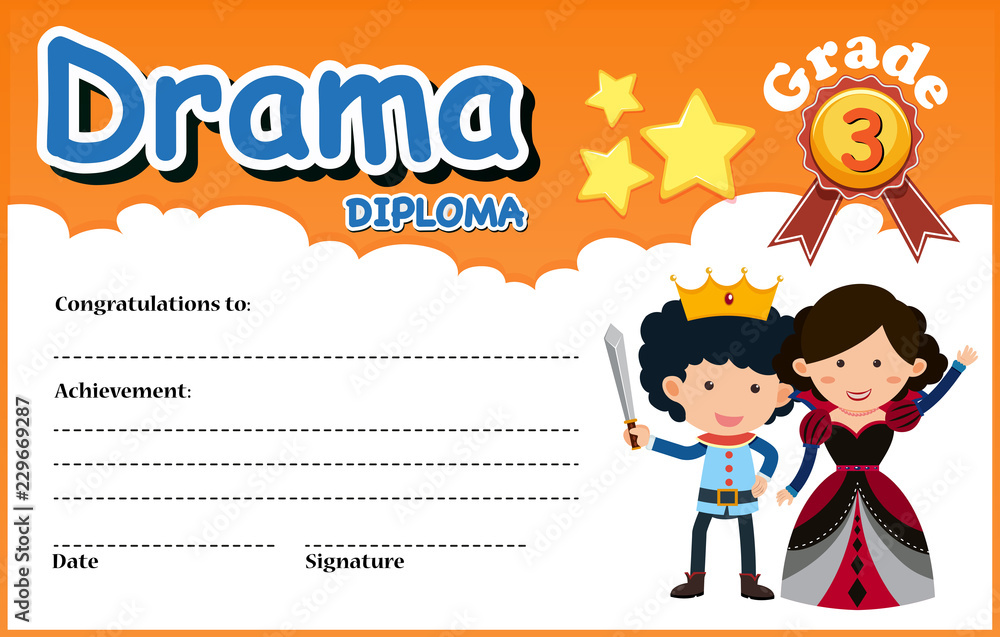 A drama diploma certificate template