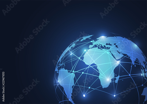 Global network connection. World map point and line composition concept of global business. Vector Illustration