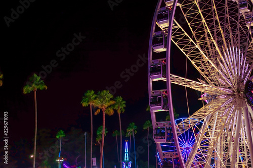 Pomona, California USA - September 23rd, 2018. Ferris Wheel in LA country fair is the most attractive one with illuminated light. photo