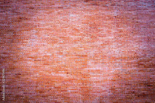 wide panorama brick wall of red color banner