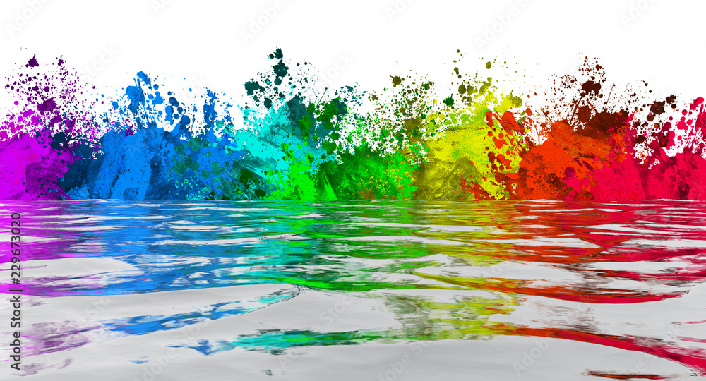 rainbow paint splatter border