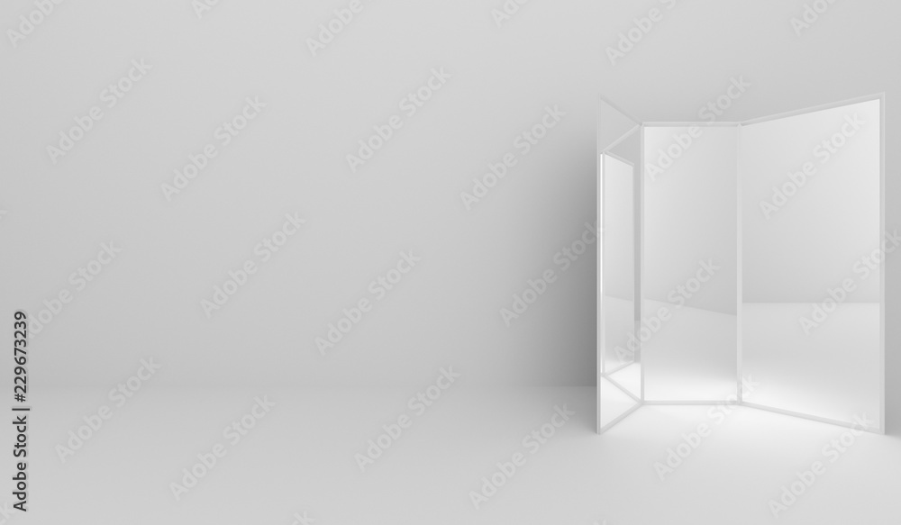 room and mirror glass, 3D rendering room and mirror glass, 3D rendering