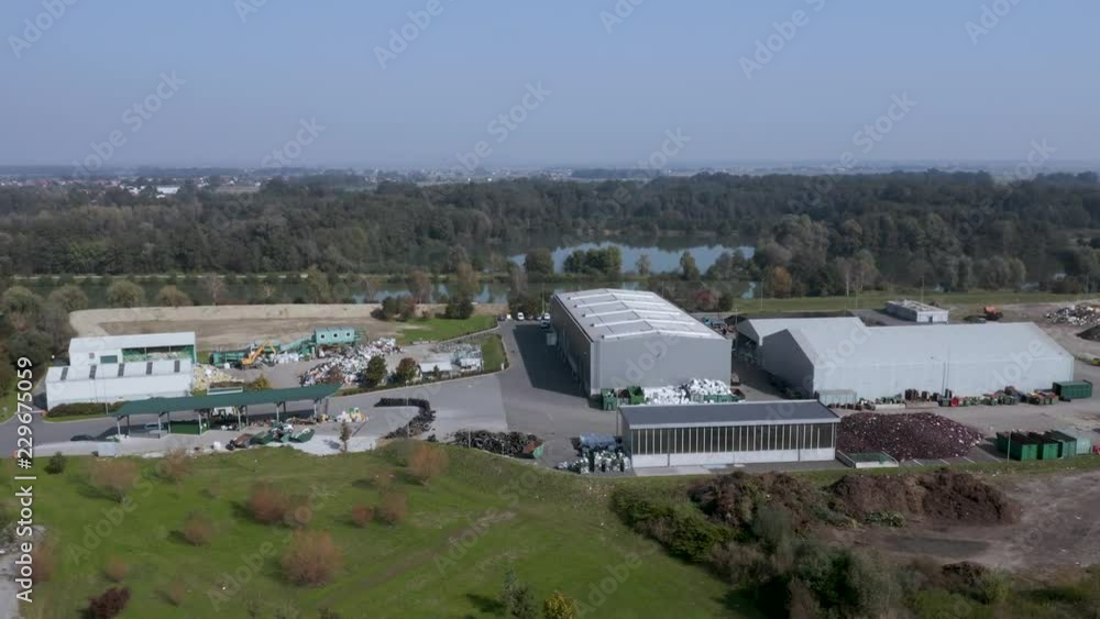 Aerial view on Waste and Recycling Centre in rural landscape Aerial view on Waste and Recycling Centre in rural landscape
