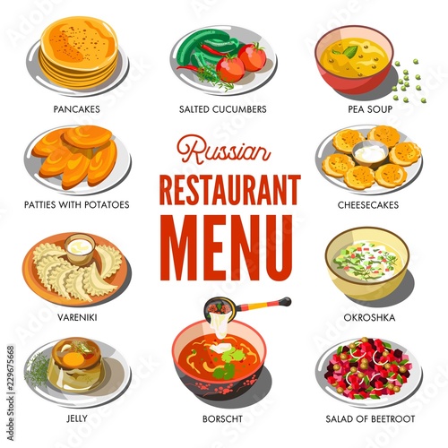 Russian cuisine traditional food dishes