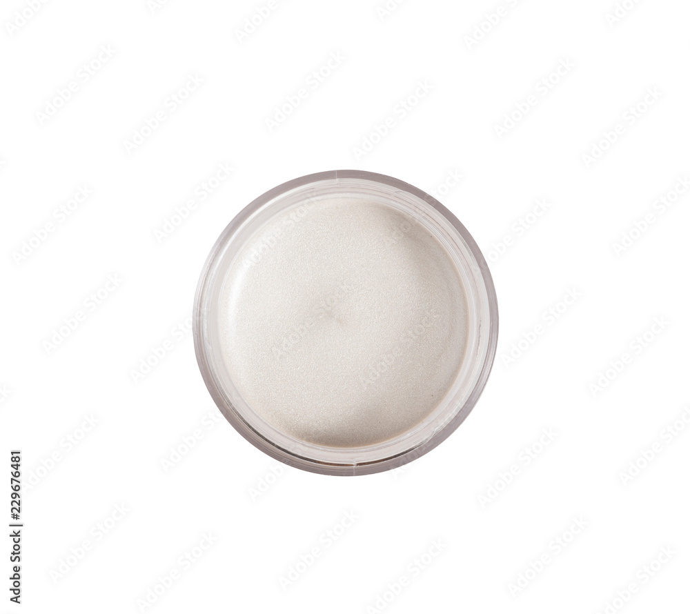 White color concealer cosmetic in container on background White color concealer cosmetic in container on background