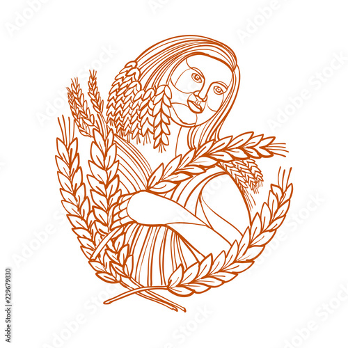 Demeter Goddess of Harvest Mono Line