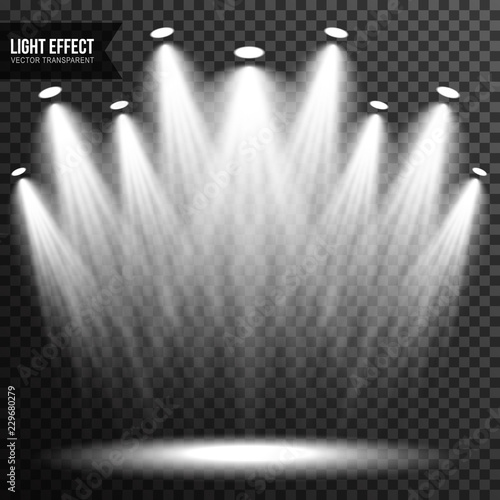 Spotlight illumination stage podium, concert, scene light effect vector transparent