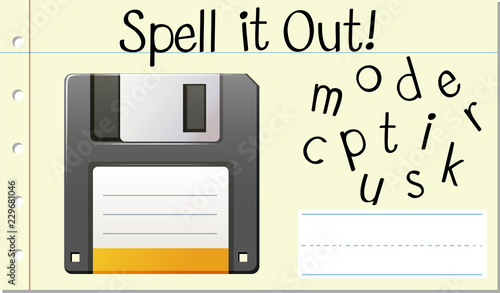 Spell Enlish word computer disk photo