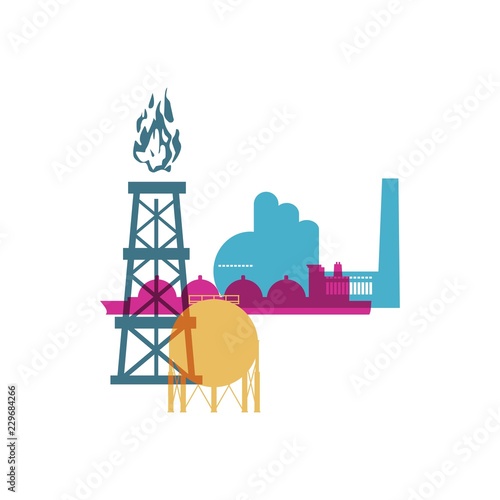 Industrial icons with overlay effect. Design set of natural gas industry.