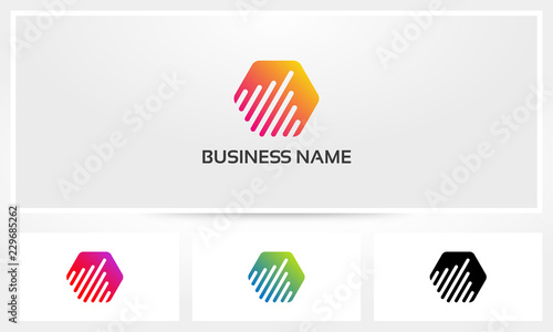 Chart Diagonal Hexagon Logo