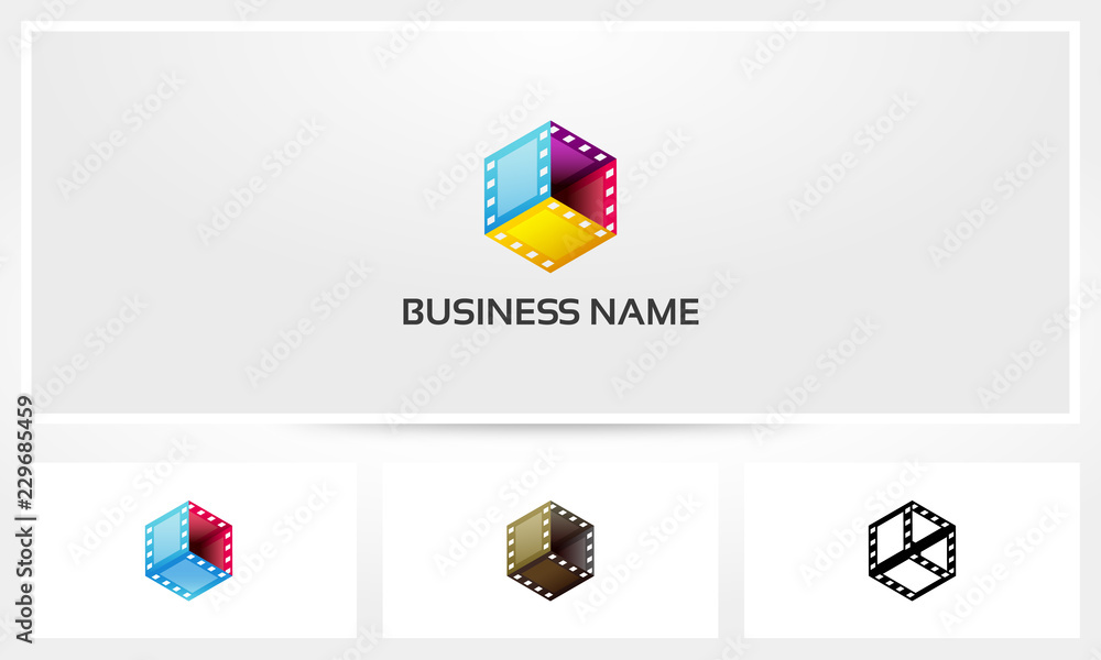 Obraz premium Movie Filmstrip Box Cube Logo