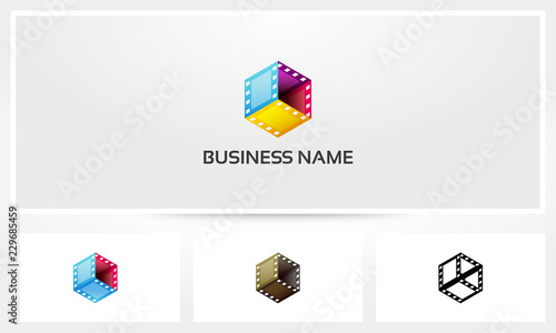 Movie Filmstrip Box Cube Logo