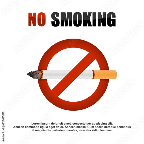 Smoking (cigarette) ban vector banner.