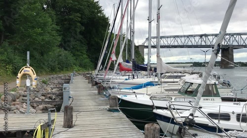 Yacht marina over a Little Belt. Taken in Middelfart, Denmark. photo