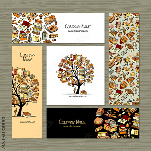 Books library, business cards design