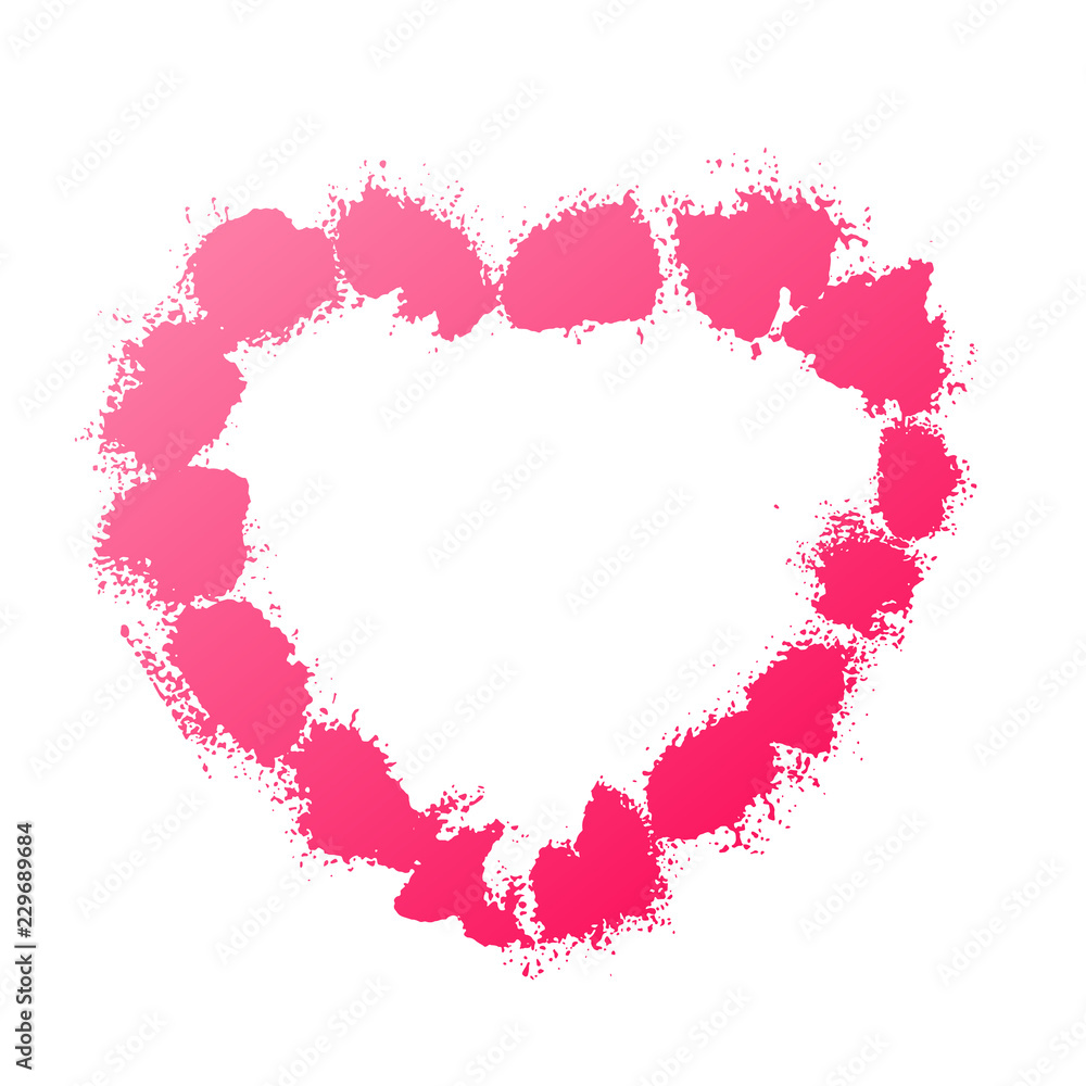 Splash stains texture heart. Pink abstract spray frame. Vector illustration. Splash stains texture heart. Pink abstract spray frame. Vector illustration.