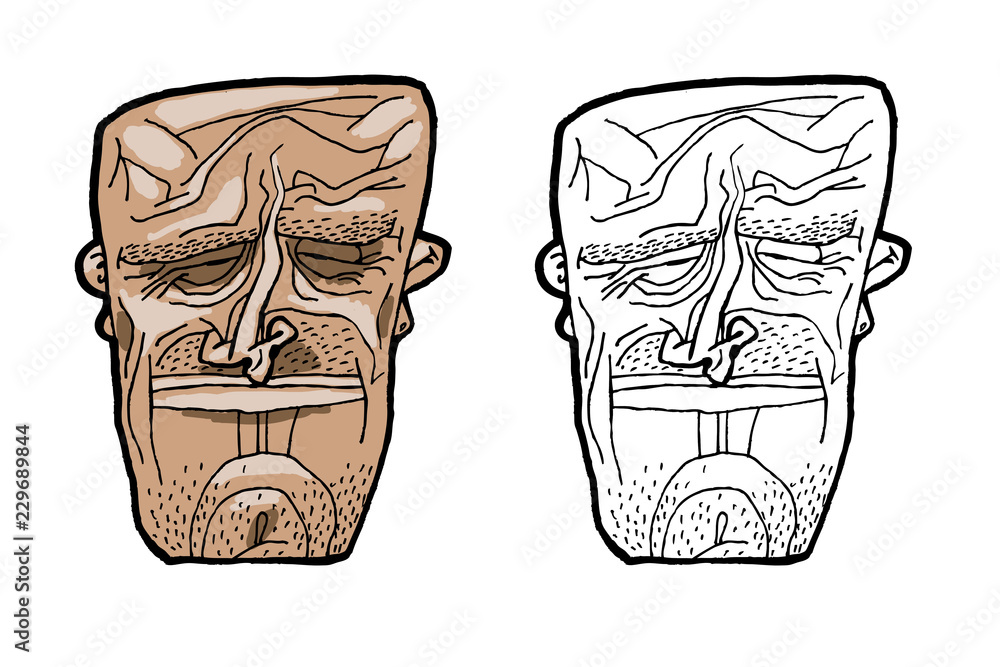 A good-natured face is a mask. Can be used for logos, posters and on a T-shirt.