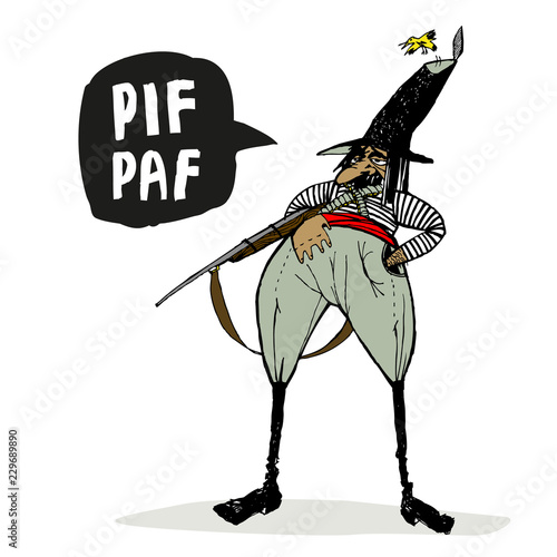 The hunter is a simpleton. For postcards or posters, you can on the T-shirt.