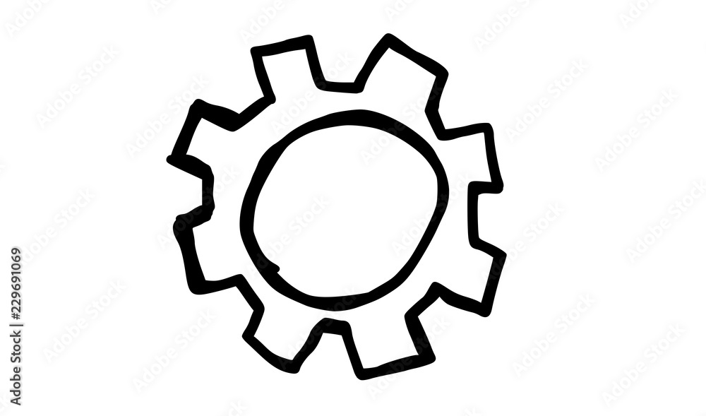 doodle cog hand draw with white background, illustration, vector doodle cog hand draw with white background, illustration, vector