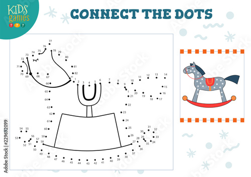 Connect the dots kids game vector illustration.