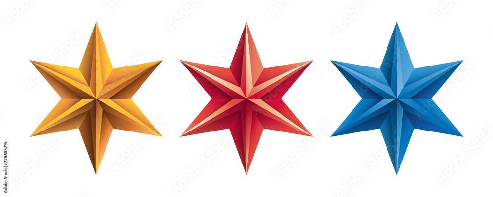 gwiazdy origami na białym tle wektor - obrazy, fototapety, plakaty 