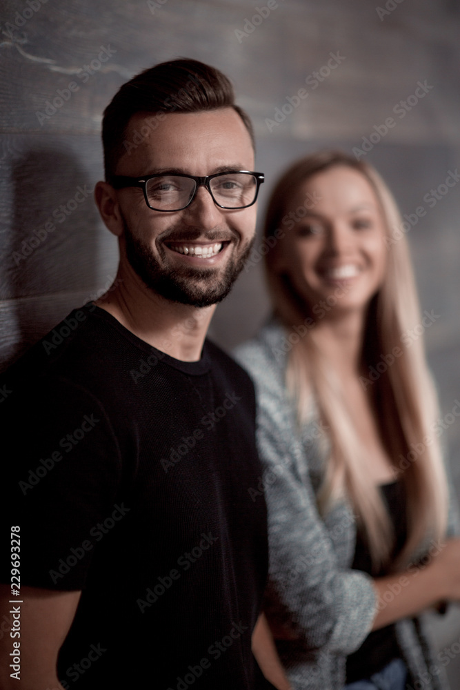 Obraz premium portrait of a man close-up.woman on the background