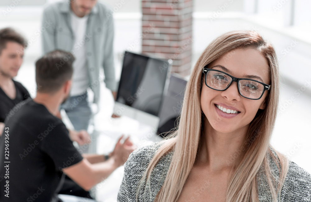 portrait of a girl.Business people working in modern office. portrait of a girl.Business people working in modern office.