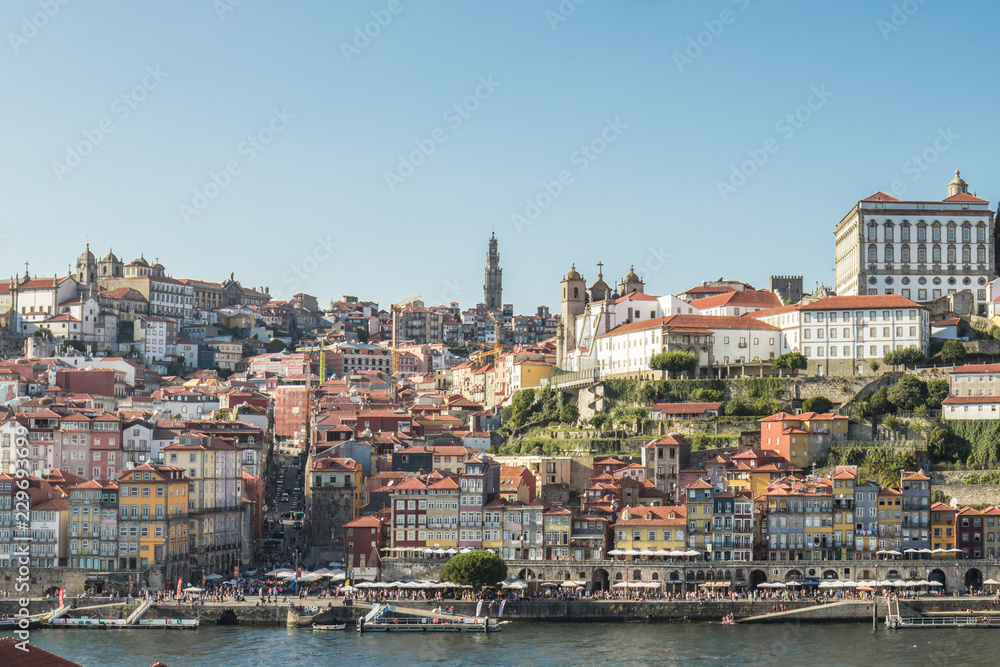 Porto in Portugal and its ancient and picturesque architecture of buildings and houses surrounding the Douro River