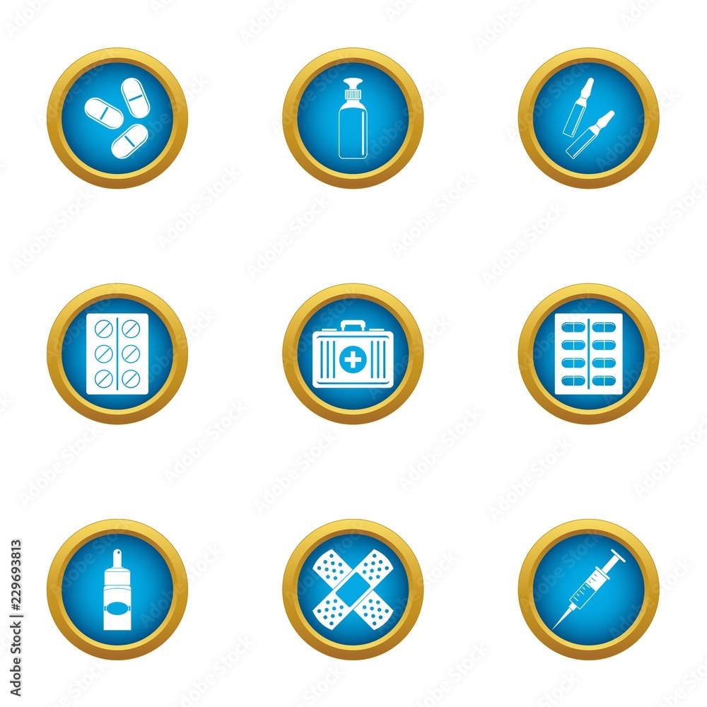 Patch icons set. Flat set of 9 patch vector icons for web isolated on white background