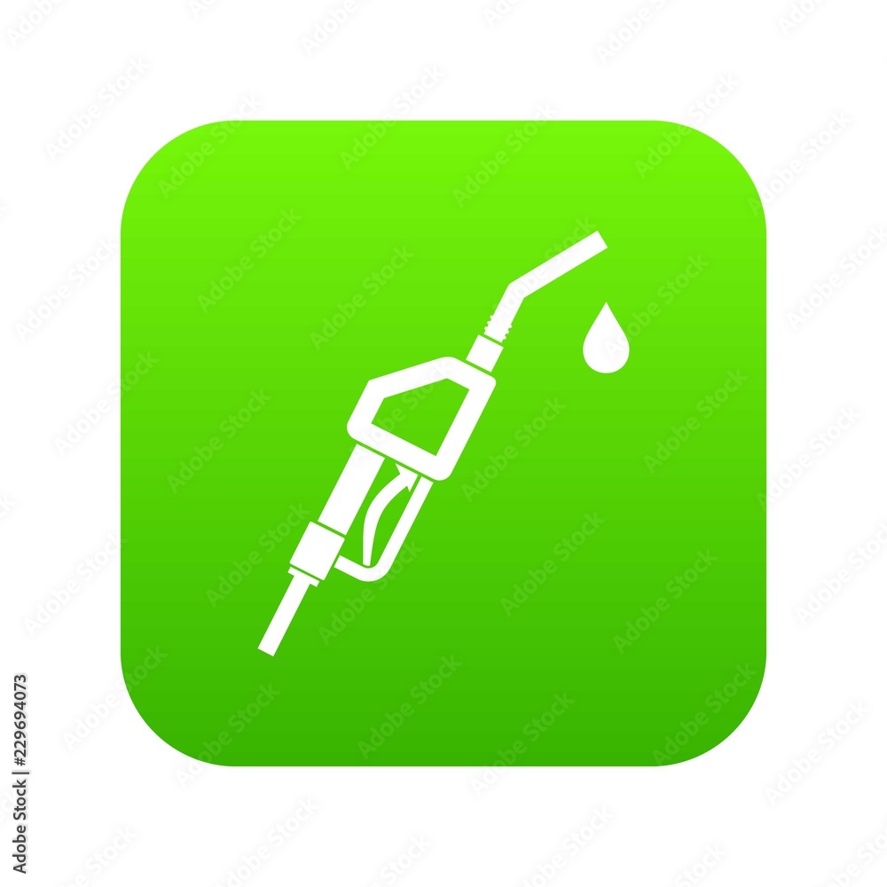 Gasoline pump nozzle icon digital green for any design isolated on white vector illustration Gasoline pump nozzle icon digital green for any design isolated on white vector illustration