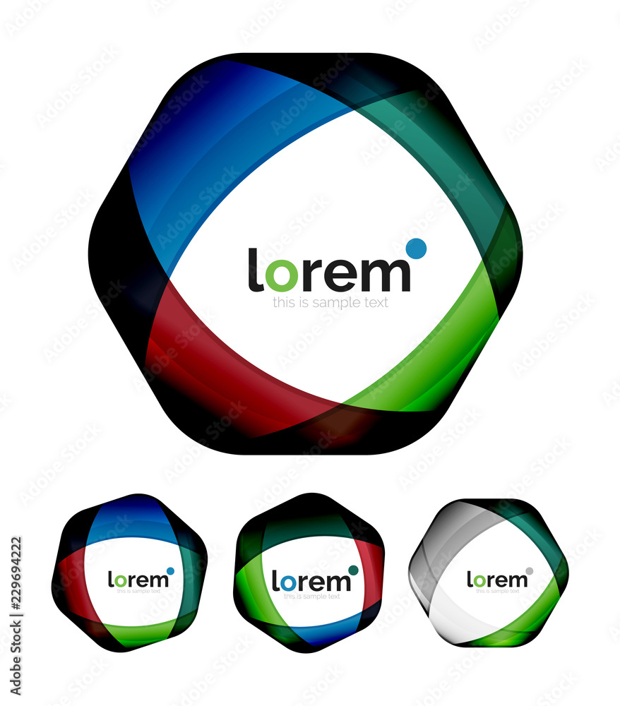 Set of geometric shape convergence logo design templates Set of geometric shape convergence logo design templates