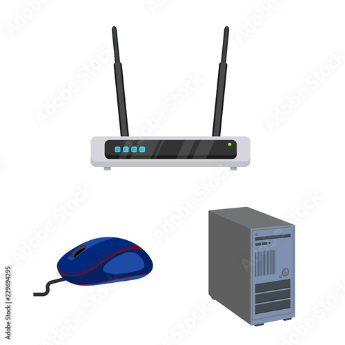 Isolated object of laptop and device logo. Set of laptop and server vector icon for stock.