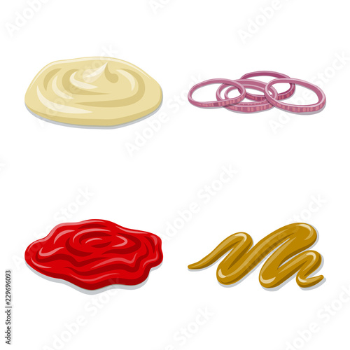 Vector design of burger and sandwich logo. Set of burger and slice stock vector illustration.